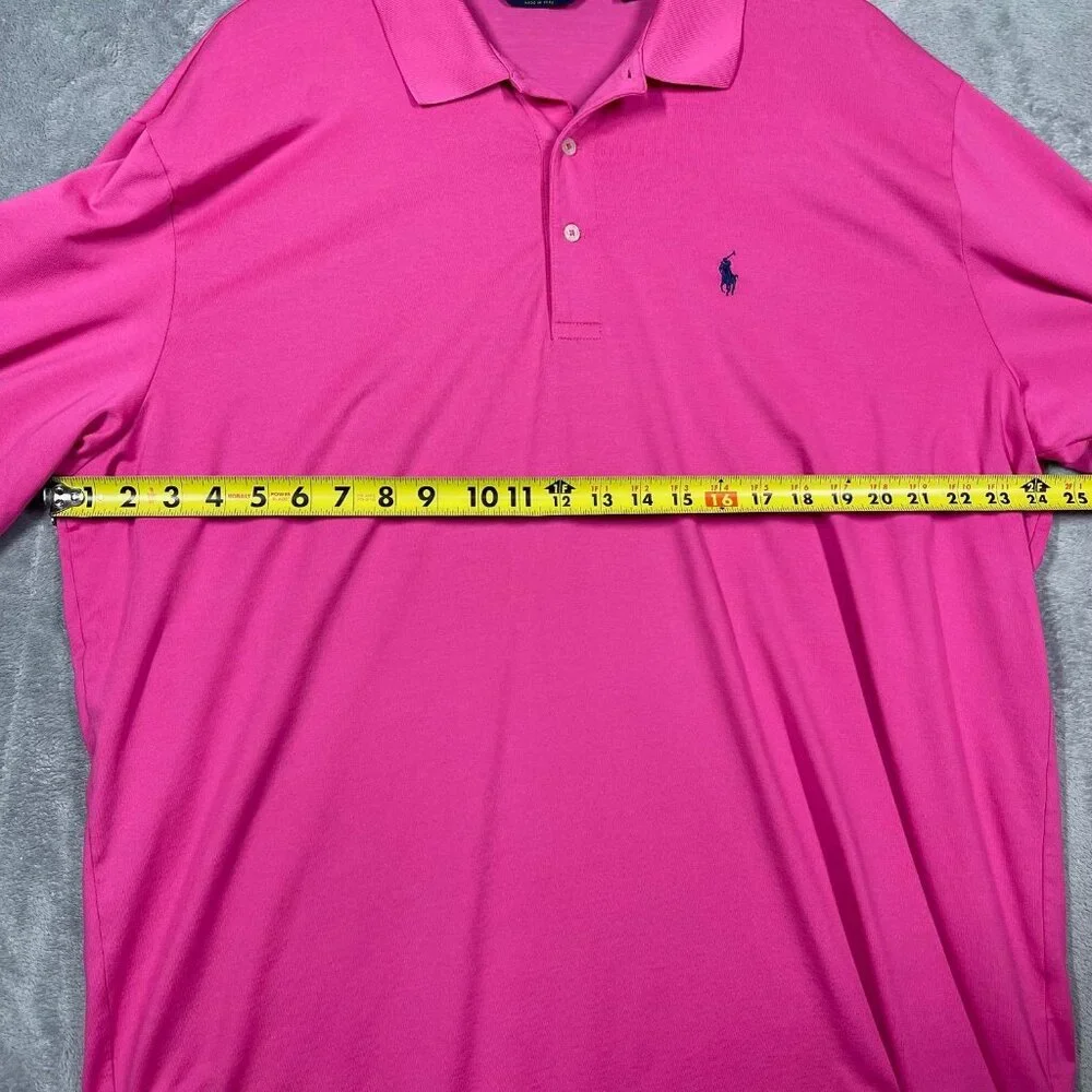 Polo Golf Ralph Lauren Mens Performance Pink Polo Shirt XXL Cotton Blend Casual - Picture 3 of 7